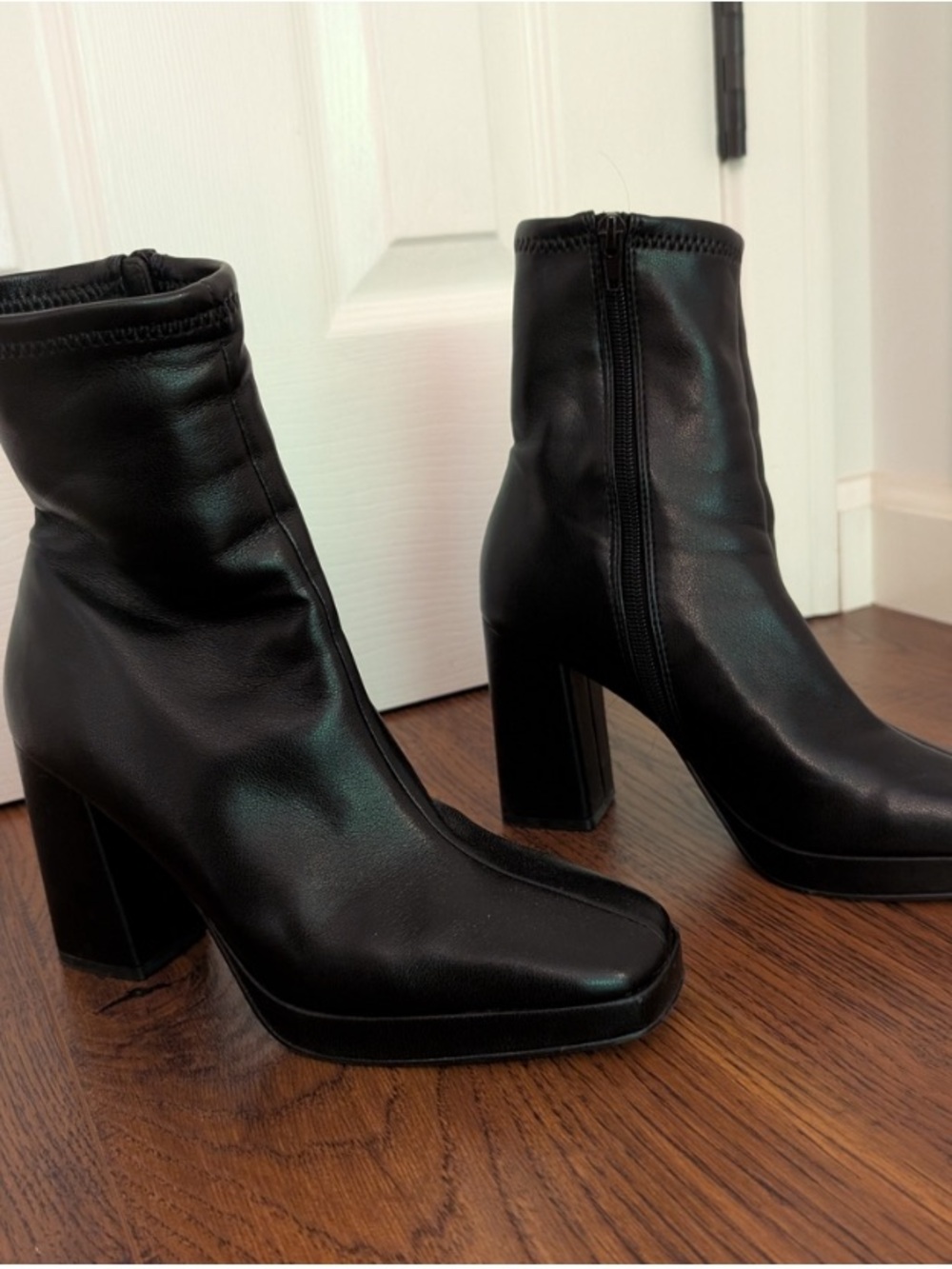 Steve Madden Squared Toe Block Heel Ankle Boots, Black